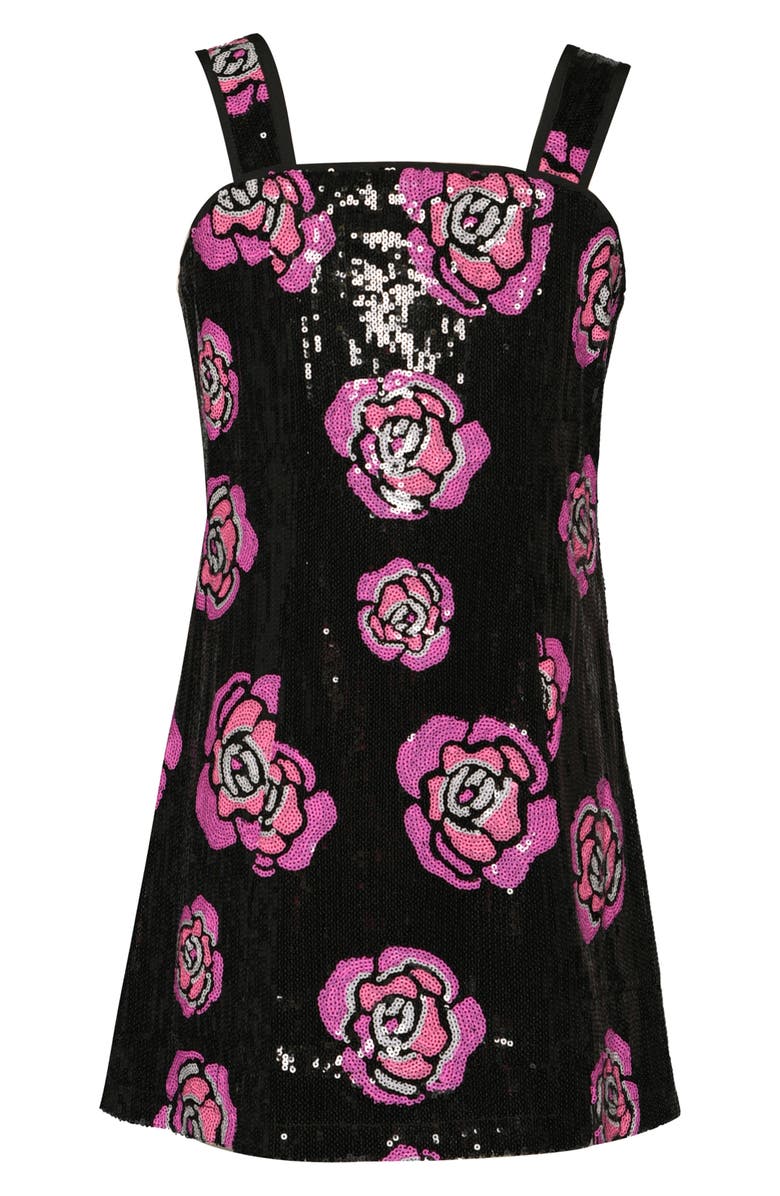 Hannah Banana Kids' Rose Sequin Party Dress, Main, color, Black