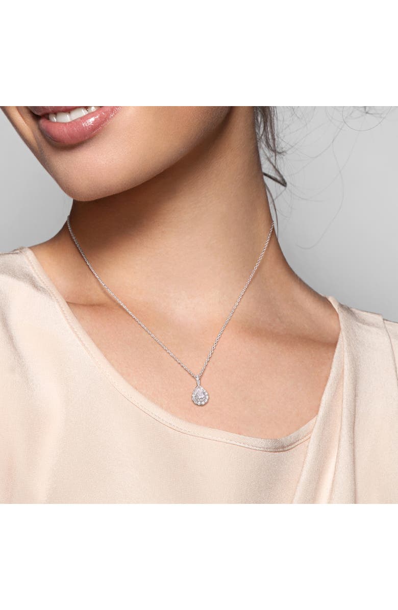 Julianna B. Moissanite Teardrop Halo Pendant, Alternate, color, 