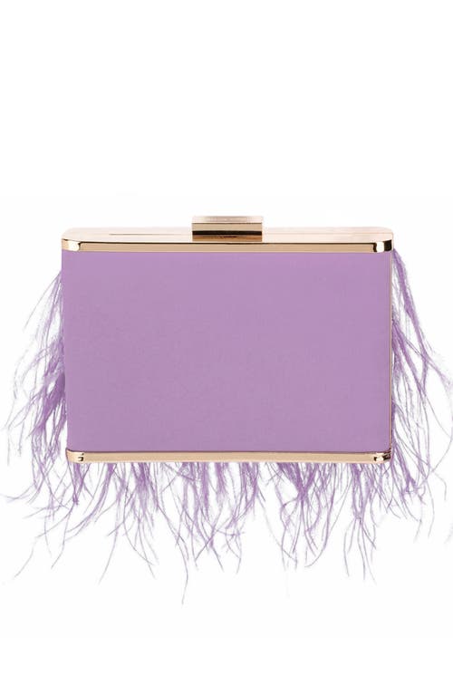 Olga Berg Ostrich Feather Embellished Clutch In Purple