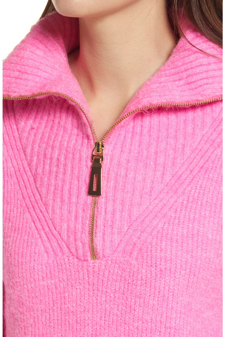 Half Zip Sweater, Alternate, color, BRIGHT PINK