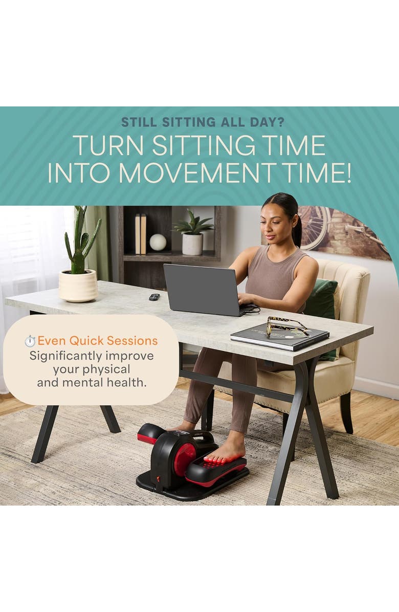 Lifepro AutoGlide Under Desk Bike Pedal Exerciser Seated Pedal Exerciser for Home or Office, Alternate, color, With Red Light