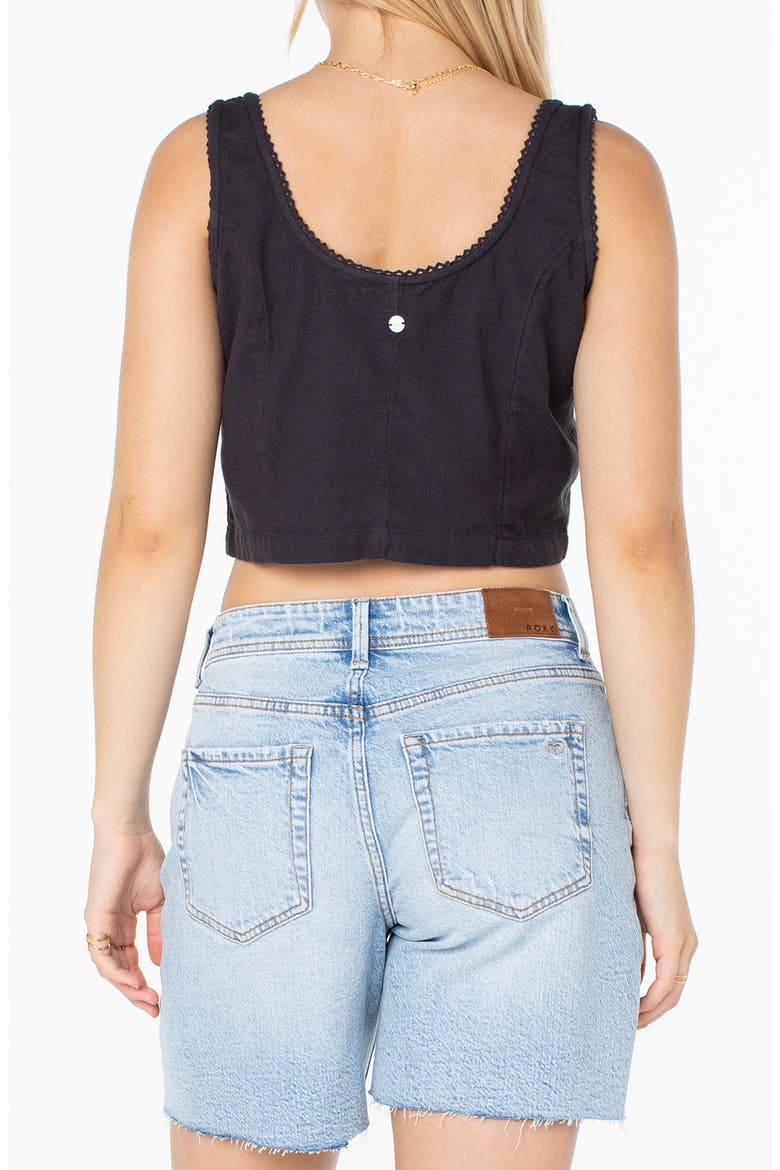 Kayla Sleeveless Cotton Tie Front Top, Alternate, color, PHANTOM SOLID