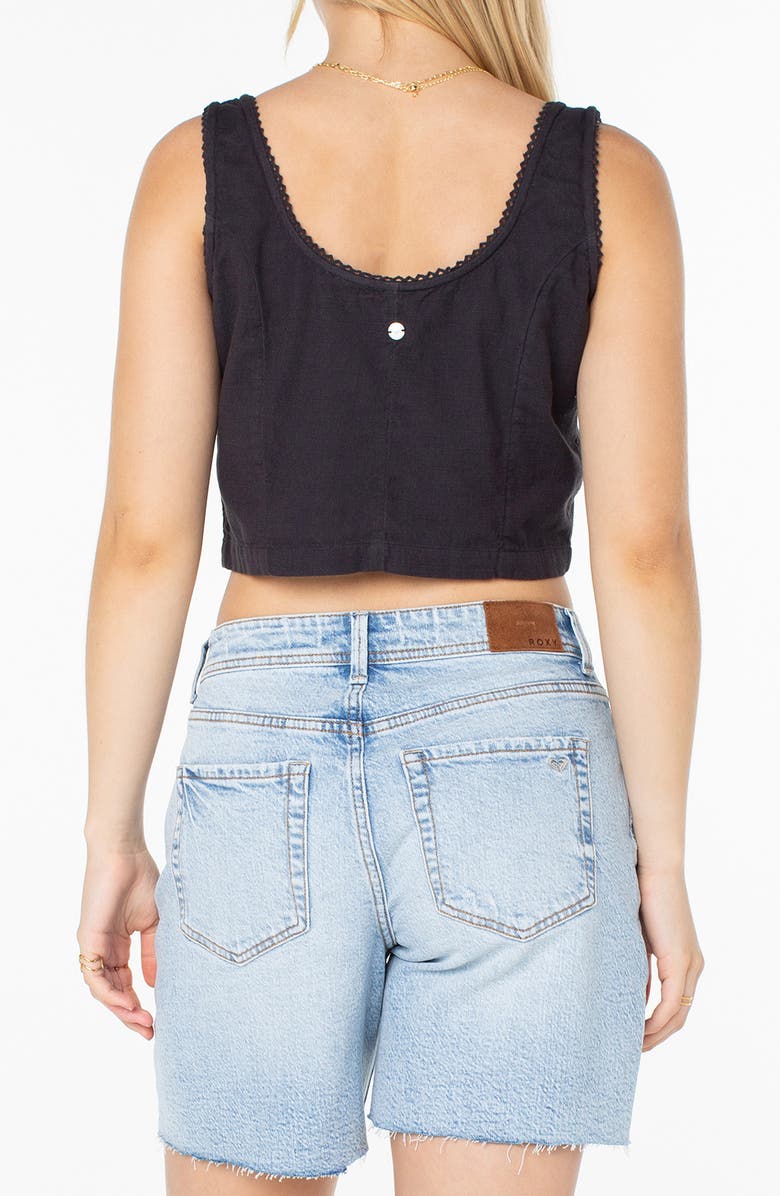 Roxy Kayla Sleeveless Cotton Tie Front Top, Alternate, color, Phantom Solid