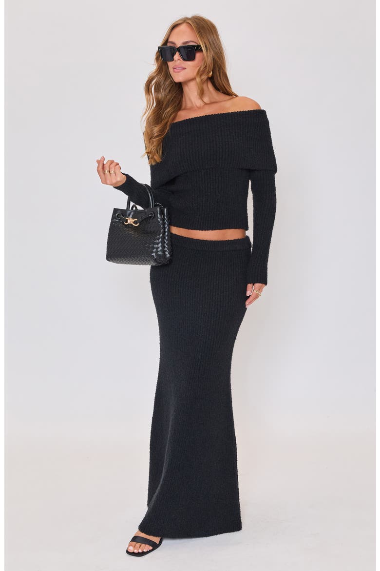 Ruby Flute Rib Maxi Skirt, Alternate, color, BLACK