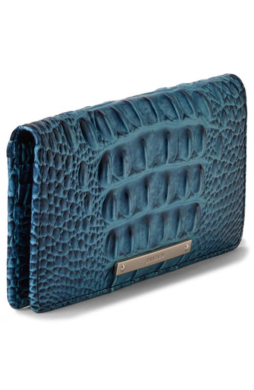 Brahmin Ady Croc Embossed Leather Wallet In Blue
