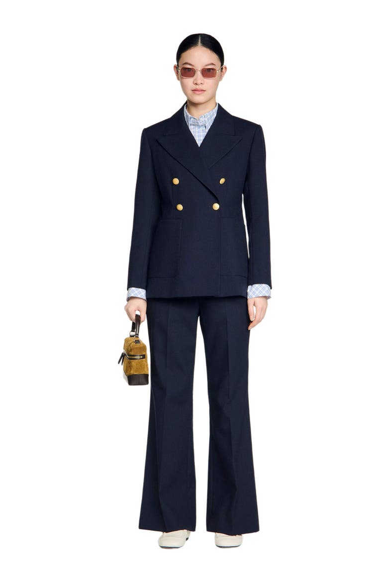 Slim-fit wool suit jacket, Alternate, color, Navy blue