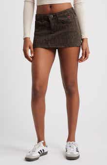Leopard Print Low Rise Denim Ultra Miniskirt