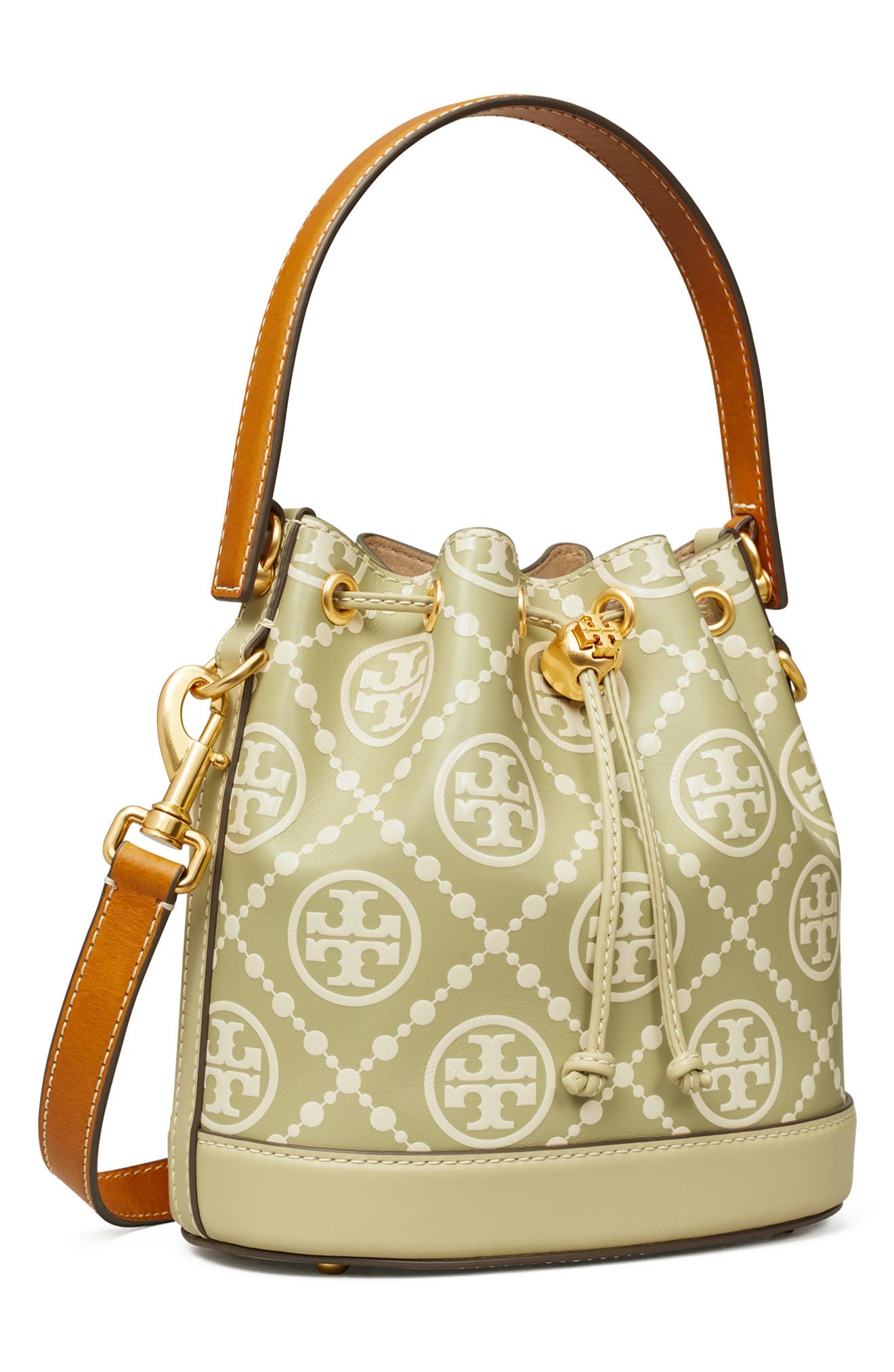 Tory Burch T Monogram Embossed Leather Bucket Bag, Alternate, color, 