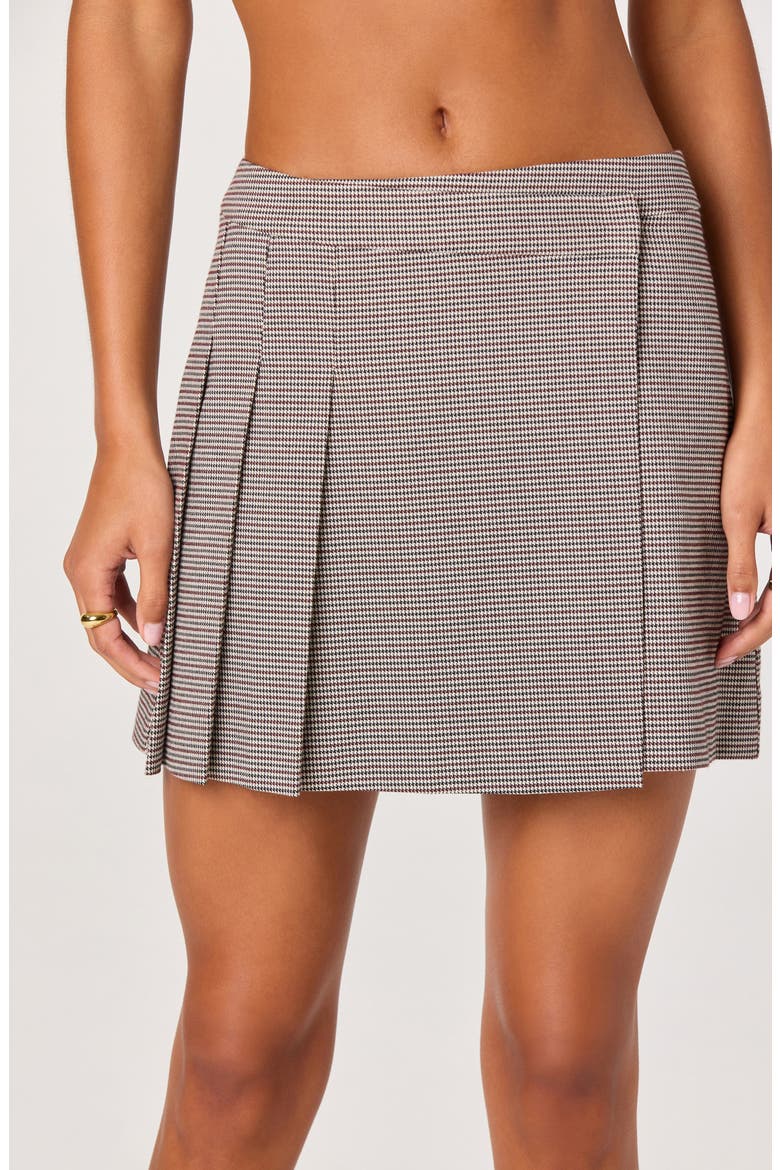 Pleated Houndstooth Wrap Miniskirt, Alternate, color, BLACK HOUNDSTOOTH