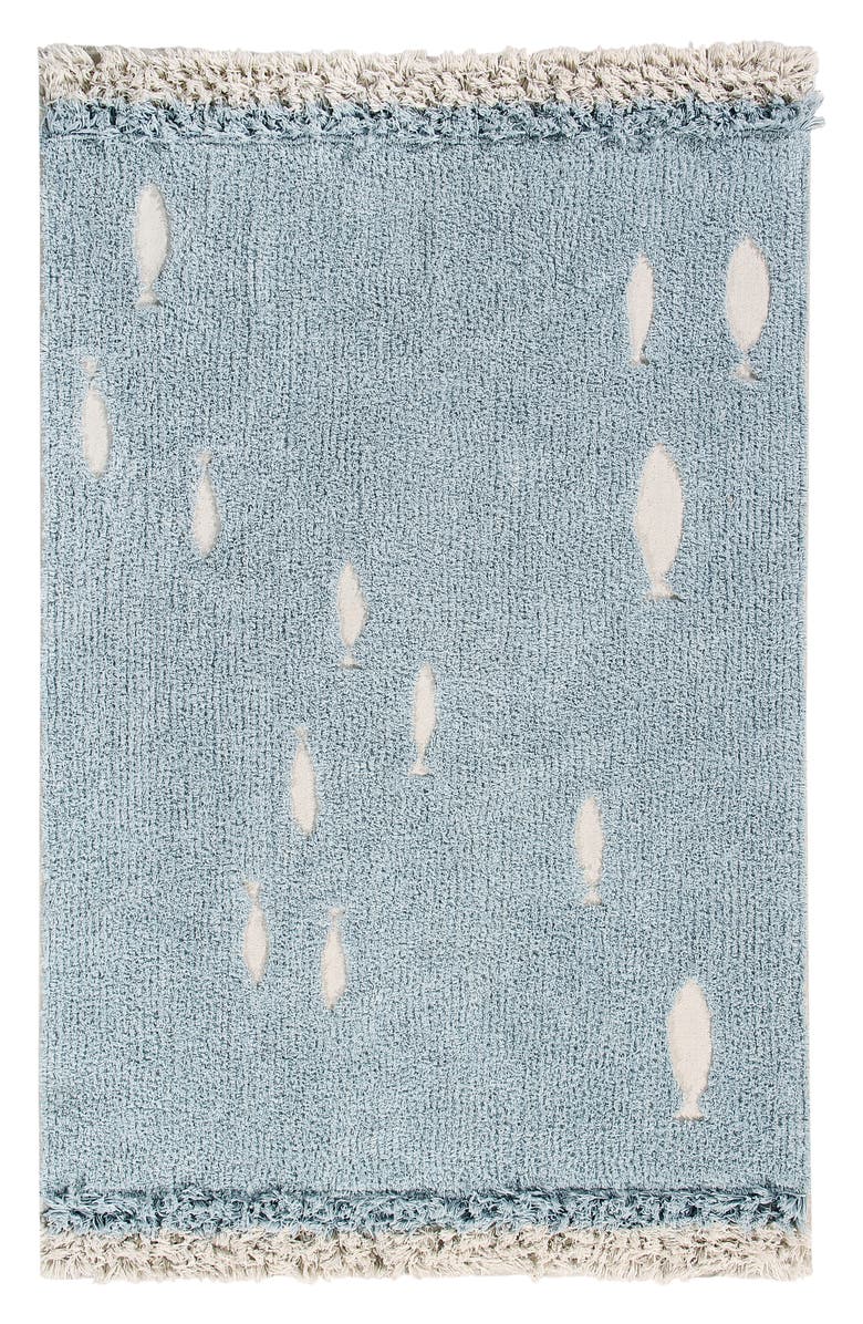 Lorena Canals Ocean Shore Washable Recycled Cotton Blend Rug, Main, color, Blue
