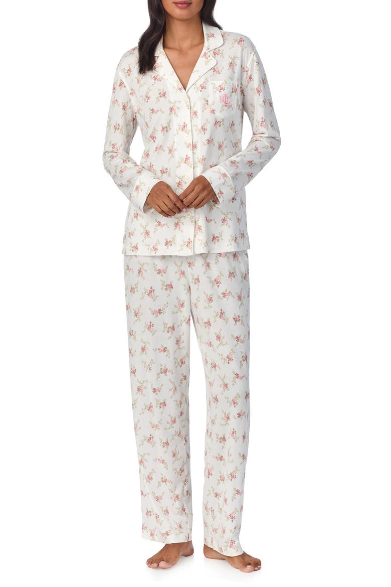 Floral Cotton Blend Pajamas, Main, color, IVORY FLORAL
