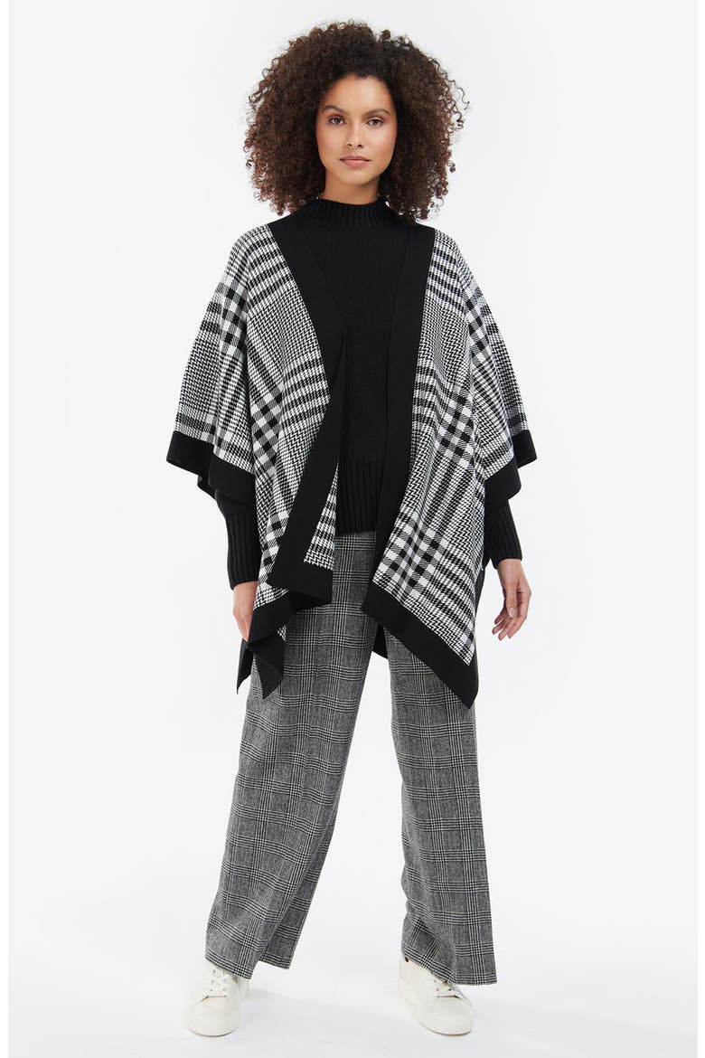 Neva Check Cotton Cape, Alternate, color, BLACK