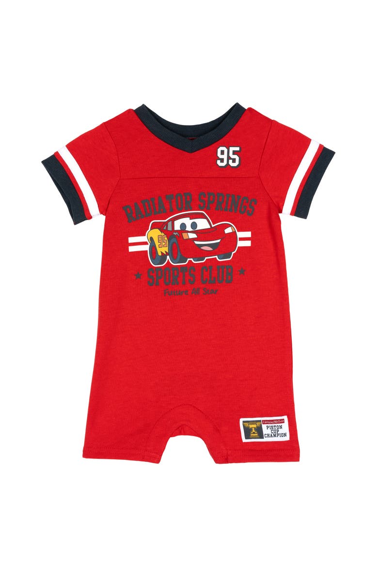 Cars Lightning McQueen Athletic One Piece Romper, Main, color, Red Lightning McQueen