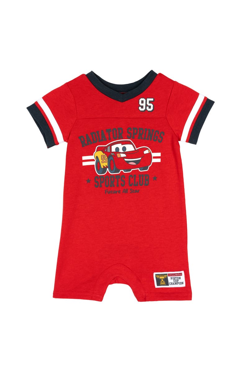 Disney Cars Lightning McQueen Athletic One Piece Romper, Main, color, Red Lightning Mcqueen