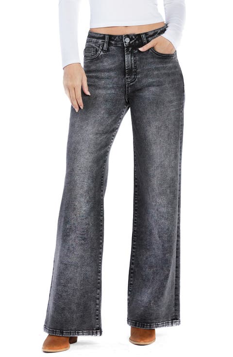 Amelia High Waist Wide Leg Jeans (Powder Grey)