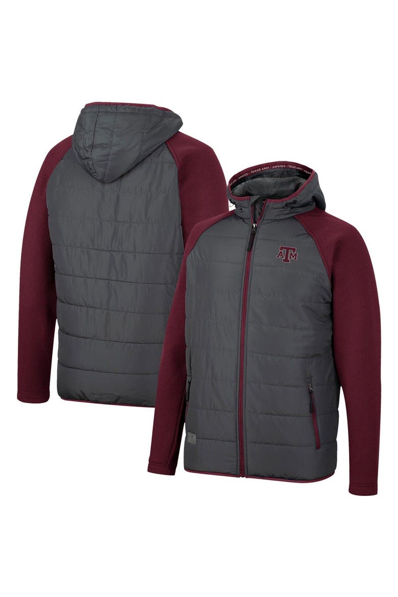 Men's Colosseum Charcoal/Maroon Texas A&M Aggies Good On You Raglan Full-Zip Jacket, Main, color, Charcoal