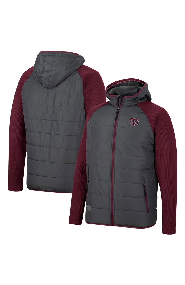 COLOSSEUM Men's Colosseum Charcoal/Maroon Texas A&M Aggies Good On You Raglan Full-Zip Jacket, Main, color,