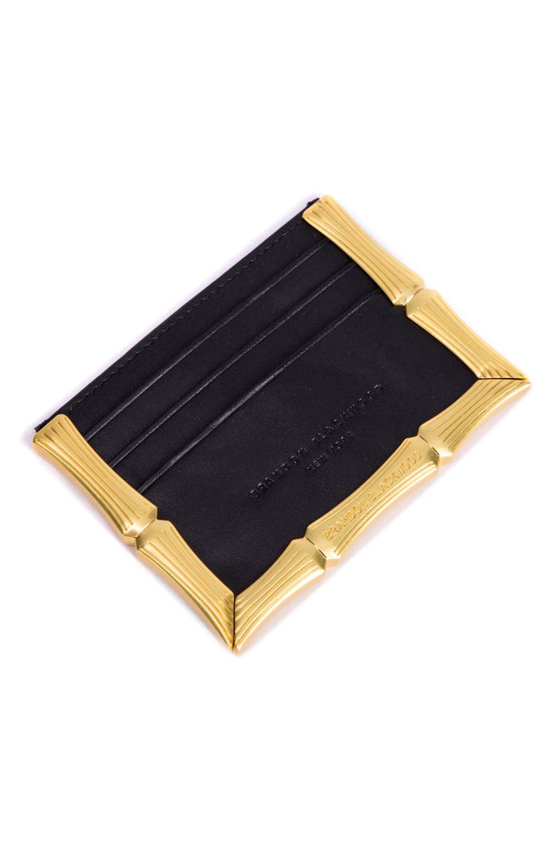 Brandon Blackwood Bamboo B Leather Card Holder, Alternate, color,