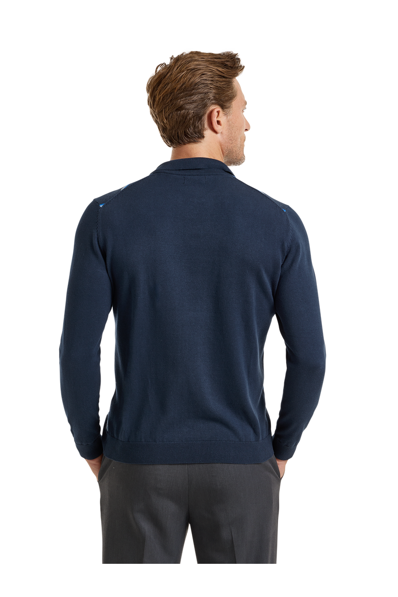 Cotton Crewneck Polo, Alternate, color, Navy