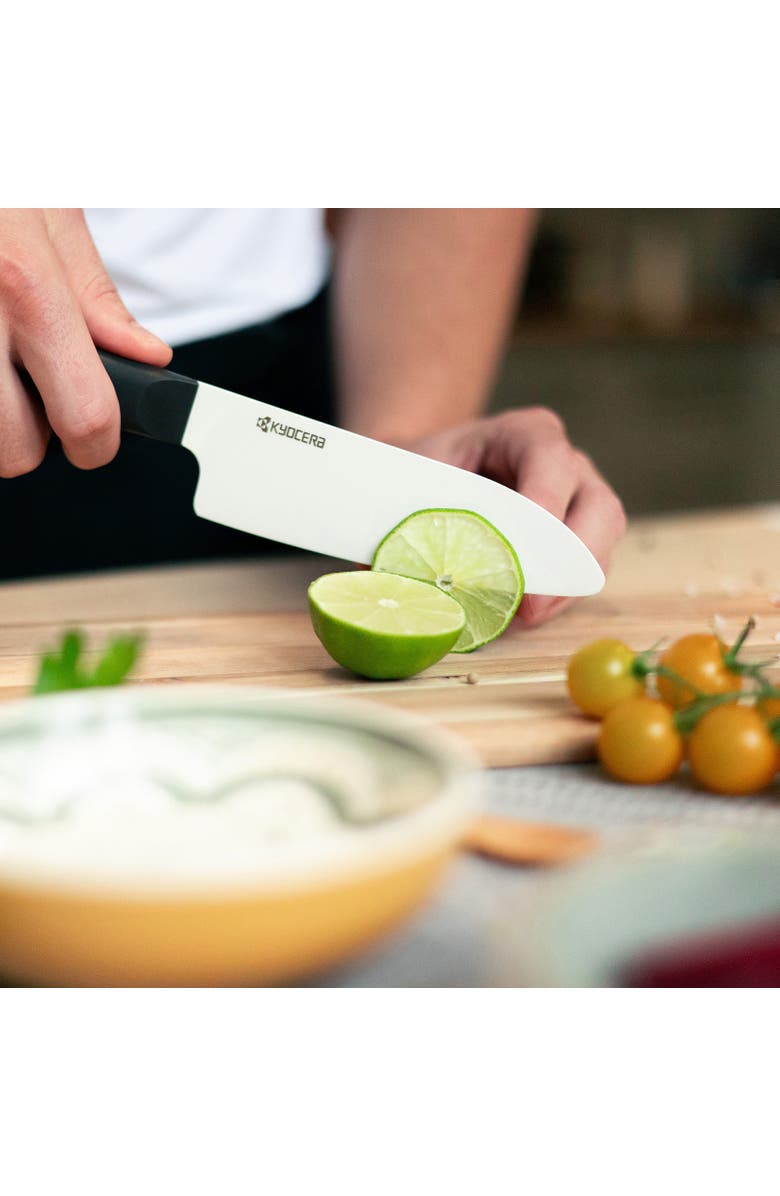 Kyocera INNOVATIONwhite<sup
®</sup
5.5-Inch Ceramic Santoku Knife, White Blade, Alternate, color, Black