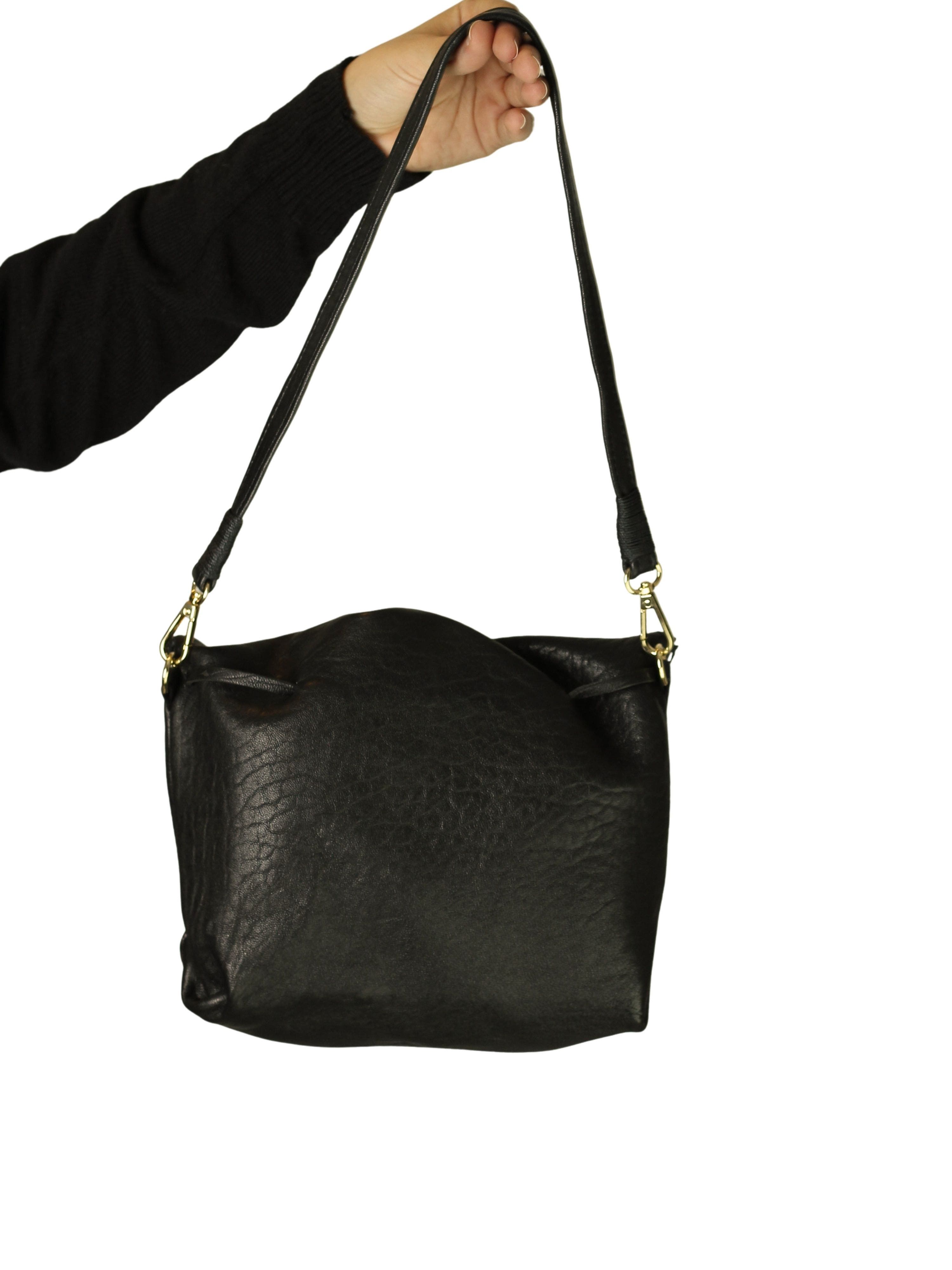 Carlos Falchi Full Size Convertible Butterfly Lambskin Crossbody Bag, Alternate, color, Black Obsidian