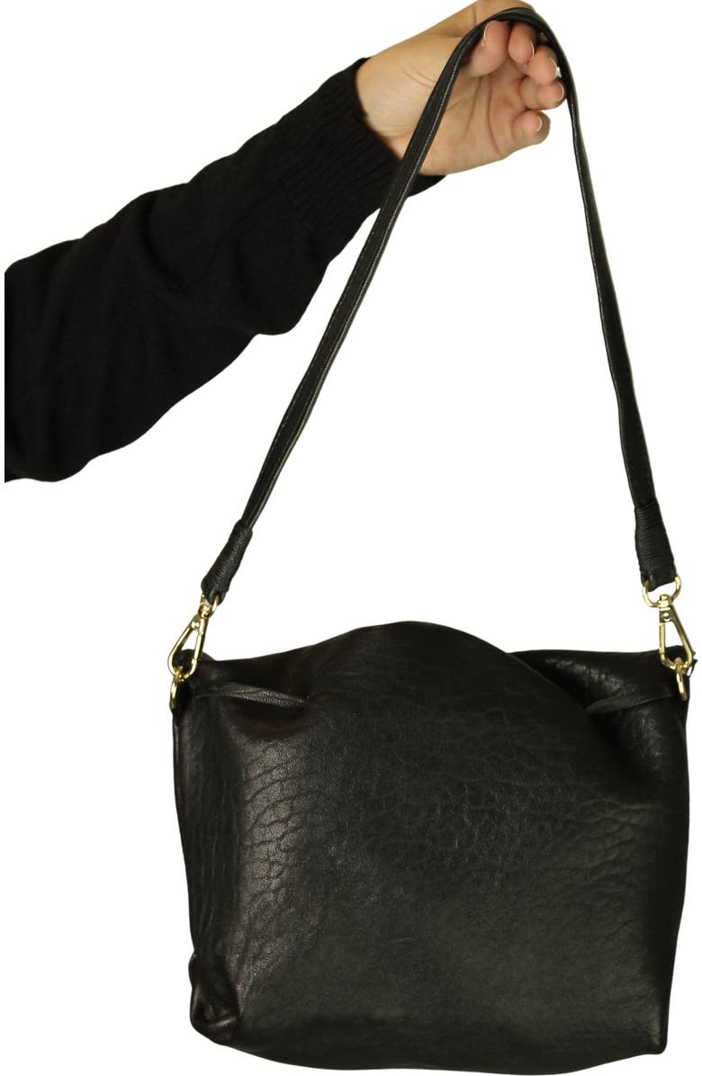 Carlos Falchi Full Size Convertible Butterfly Lambskin Crossbody Bag, Alternate, color, Black Obsidian