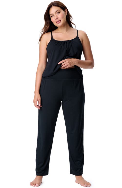 Motherhood Maternity Maternity Sleeveless Swing Nursing Cami With Foldover Waistband Pant Sleep Set In Black