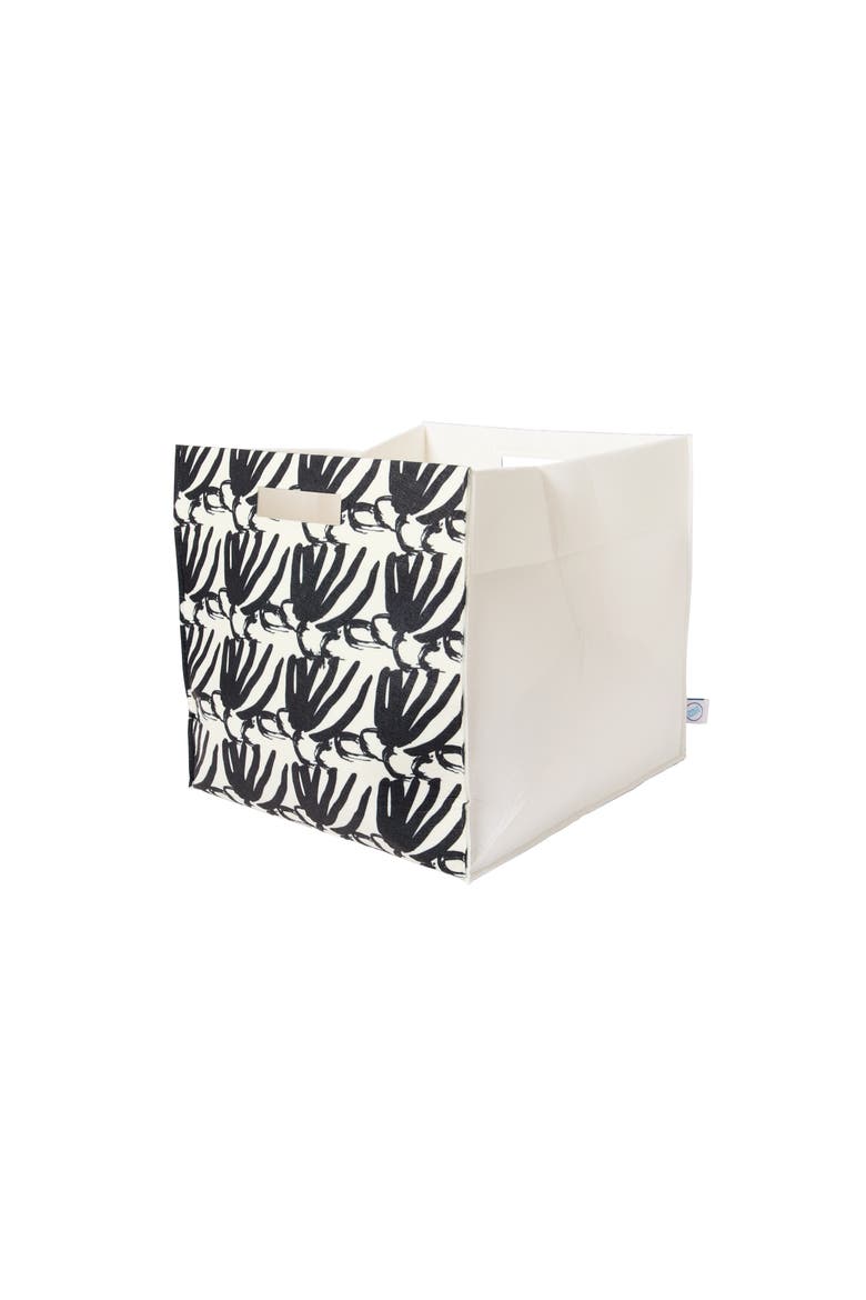 Palm Leaves Felt Storage Bin, Alternate, color, Black