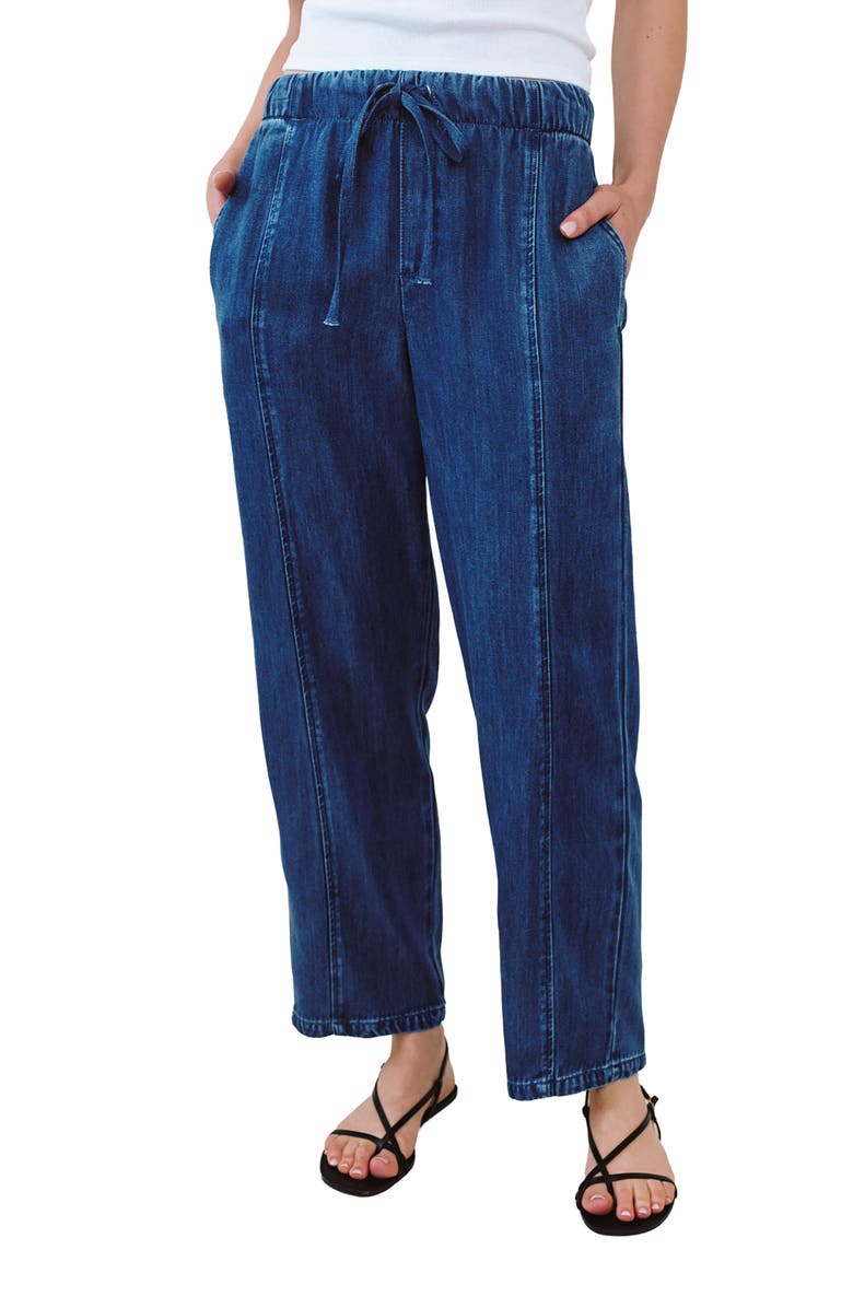 Bella Dahl Seamed Pull-On Barrel Chambray Pants, Main, color, Horizon Blue Wash