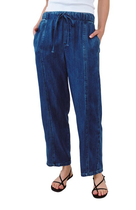 Seamed Pull-On Barrel Chambray Pants