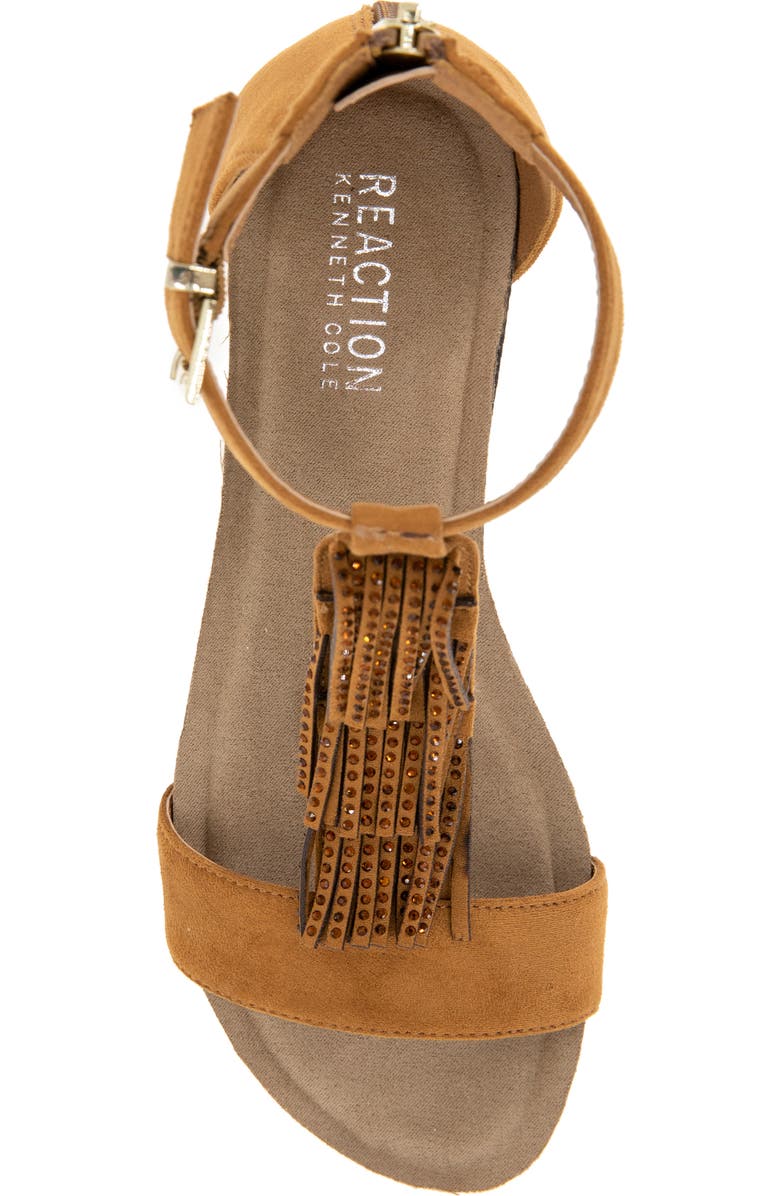 Reaction Kenneth Cole Glytoni Fringe T-Strap Sandal, Alternate, color, Tan Micro
