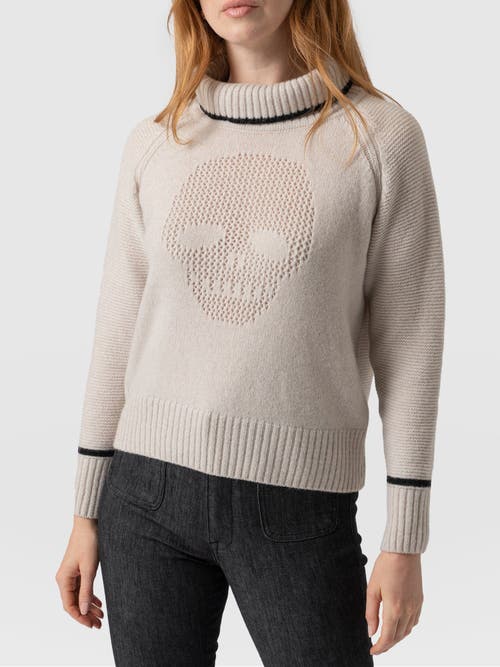 Saint + Sofia Blake Cashmere Skull Sweater In Gray