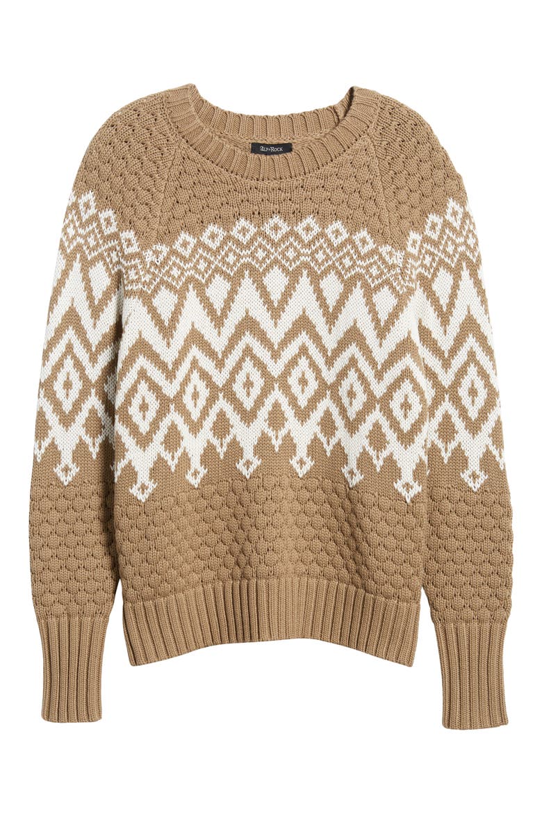 Selena II Fair Isle Sweater, Alternate, color, DARK KHAKI