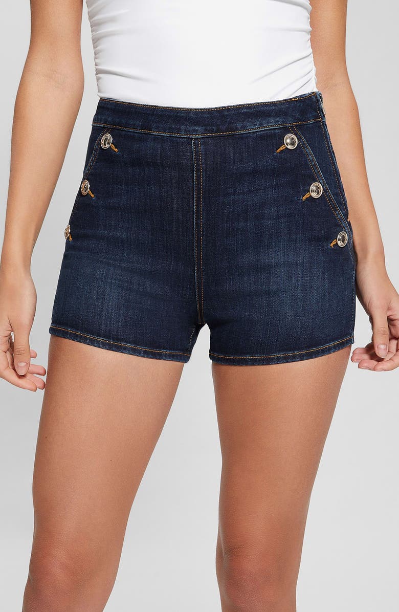 GUESS Janea High Waist Denim Shorts, Alternate, color, 