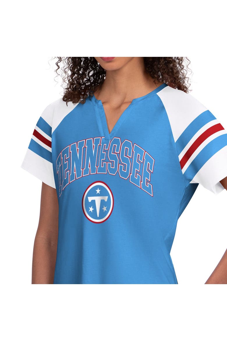 Women's Starter  Light Blue Tennessee Titans Game On Notch Neck Raglan T-Shirt, Alternate, color, Light Blue