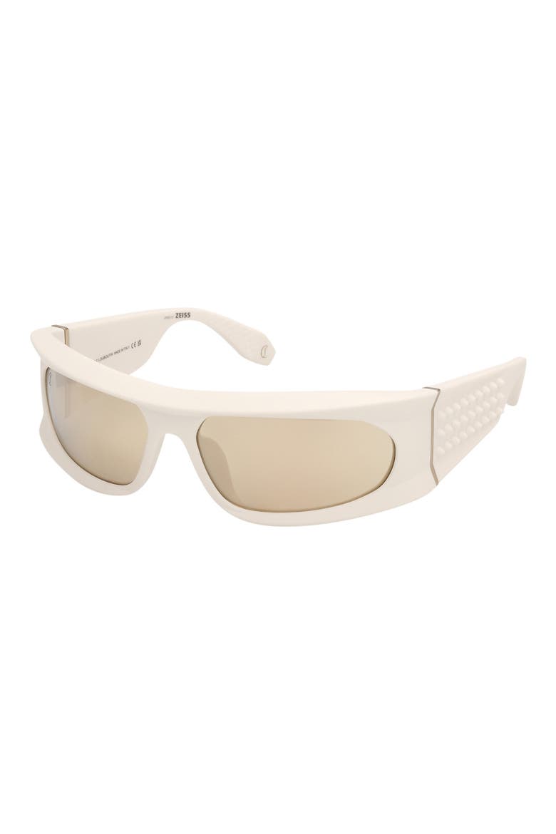 64mm Geometric Sunglasses, Alternate, color, WHITE / GOLD / ZEISS FLASH