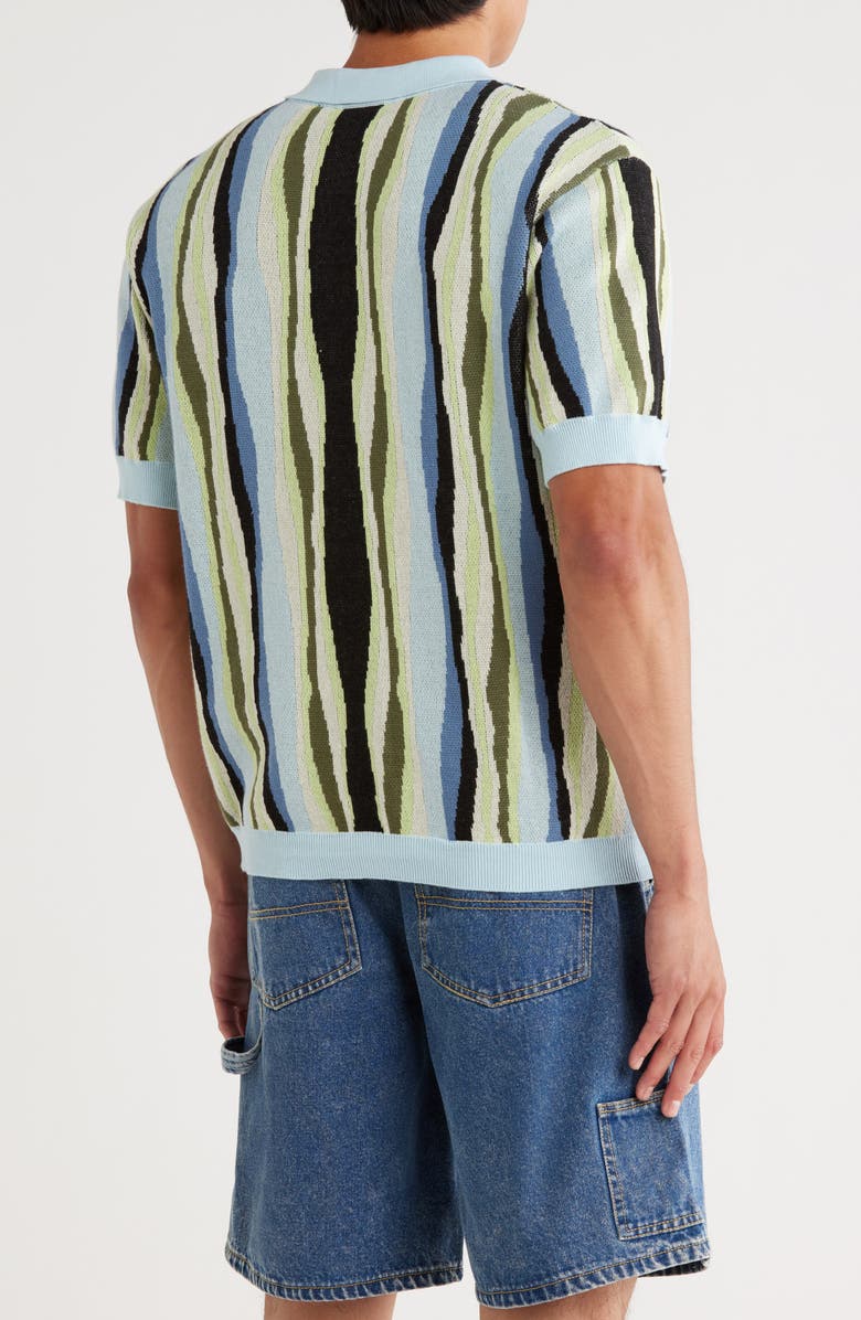 WeSC Short Sleeve Cotton Button-Down Sweater, Alternate, color, Winter Sky