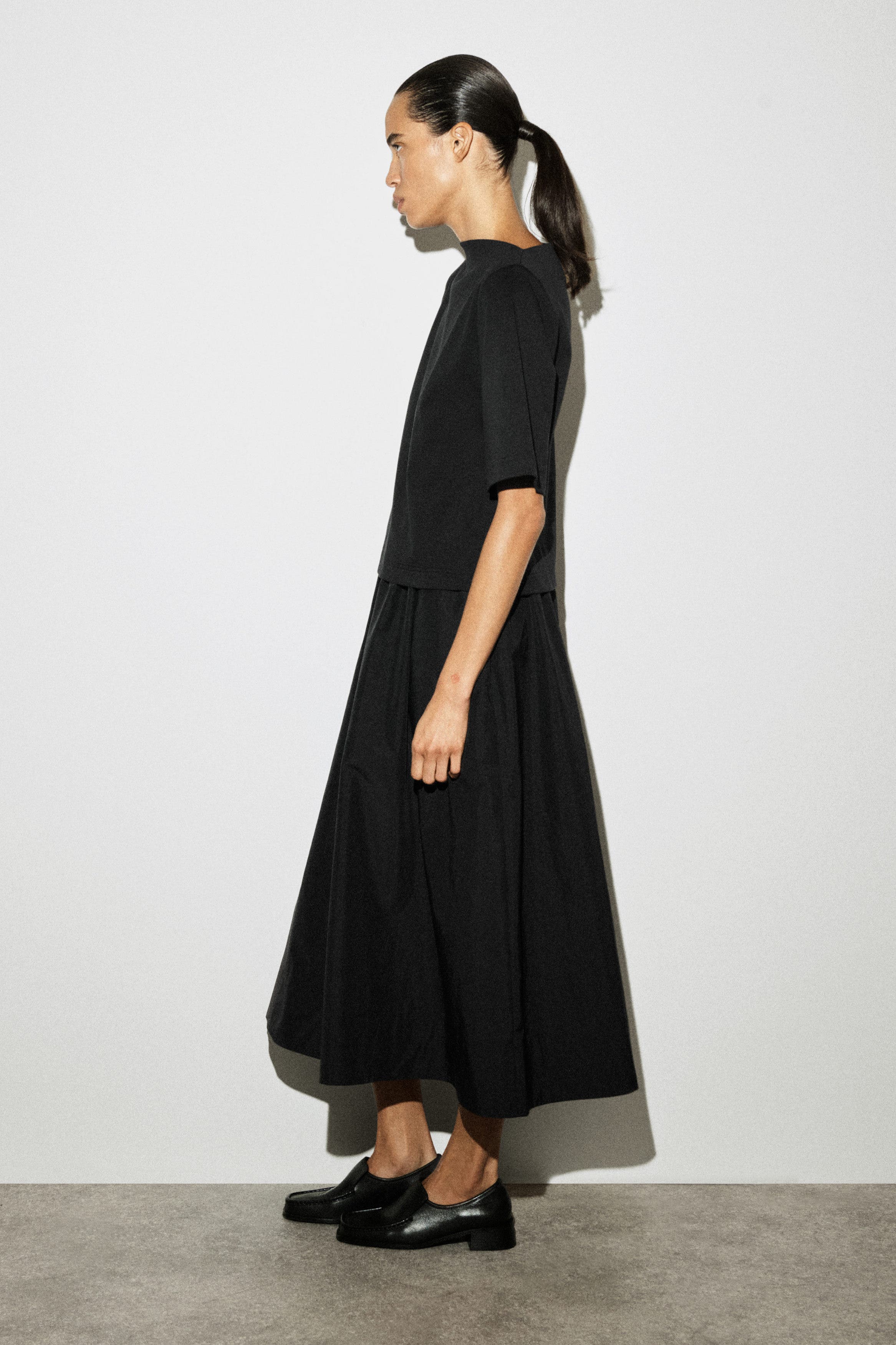 Contrast-Panel Boat-Neck Midi Dress - image 2