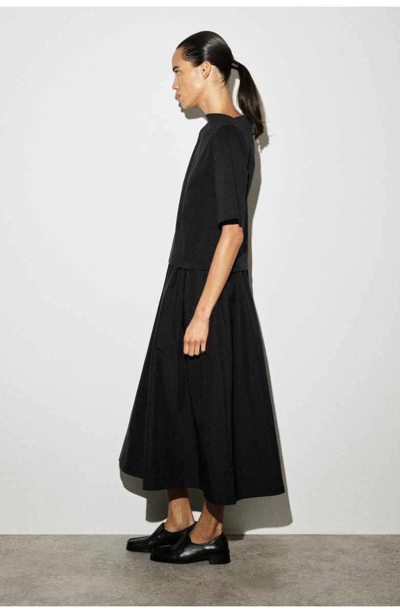 COS Contrast-Panel Boat-Neck Midi Dress, Alternate, color, Black