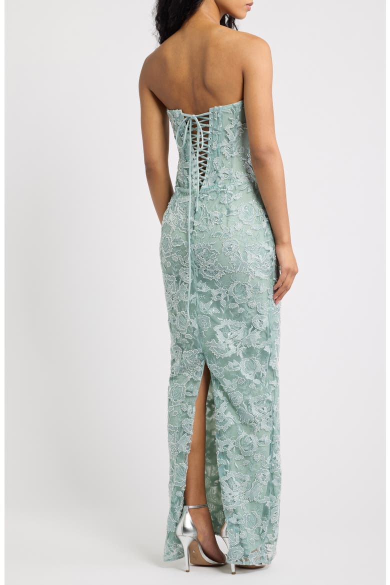 Anisa Hand Beaded Strapless Maxi Dress, Alternate, color, JADE