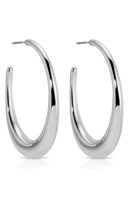 Ettika Smooth Oval Hoop Earrings In Silver