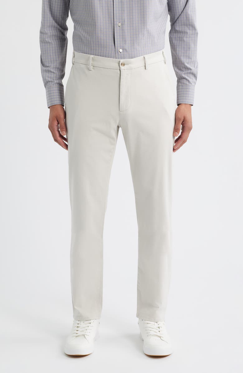 Peter Millar Signature Sateen Flat Front Pants, Main, color, Stone