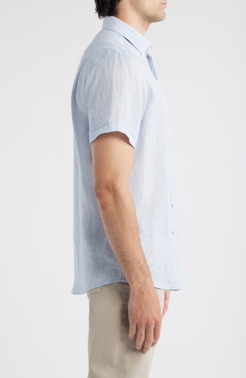 Rodd & Gunn Palm Beach Sports Fit Short Sleeve Linen Button-up Shirt In Blue
