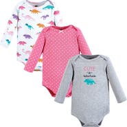 Hudson Baby Infant Breathable Cotton Long-Sleeve Bodysuit Bundle 3 Count