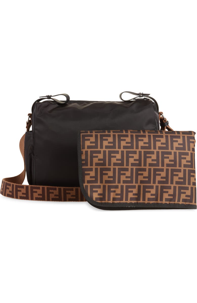 Fendi Logo Leather & Nylon Diaper Bag, Alternate, color,