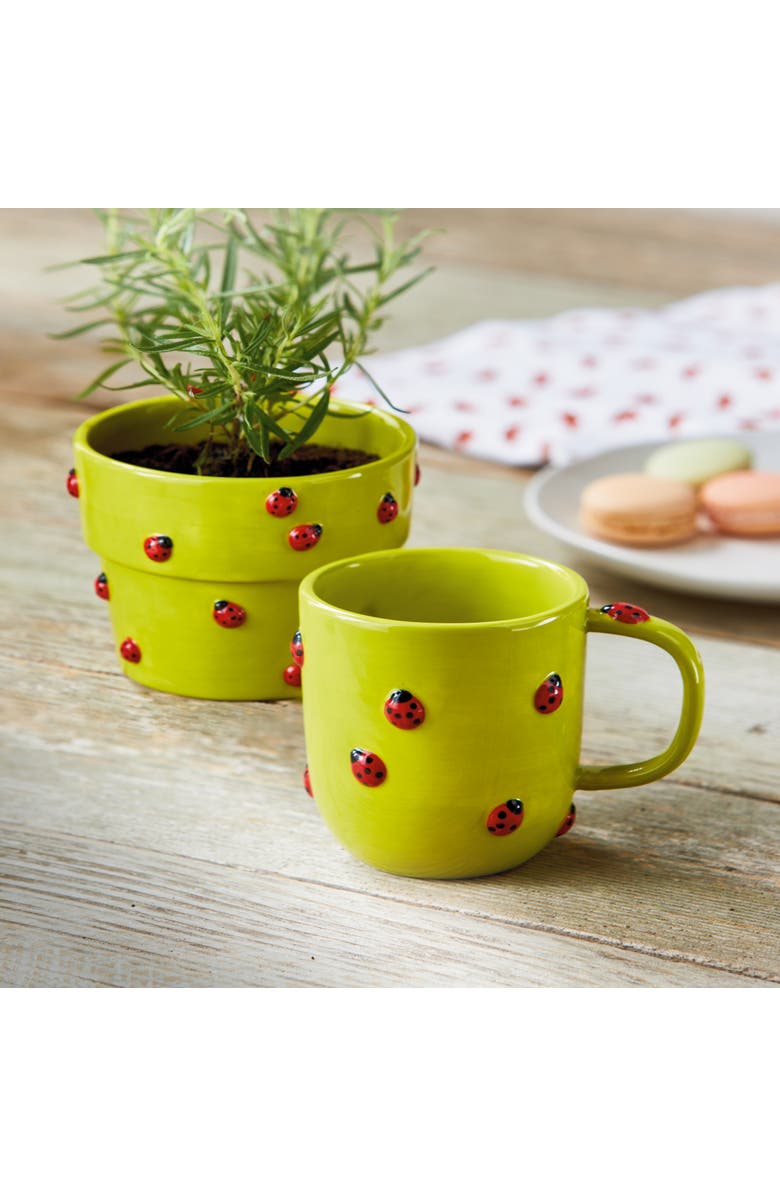 tag Garden Ladybug Mug Green Multi Earthenware Spring, Alternate, color, Green