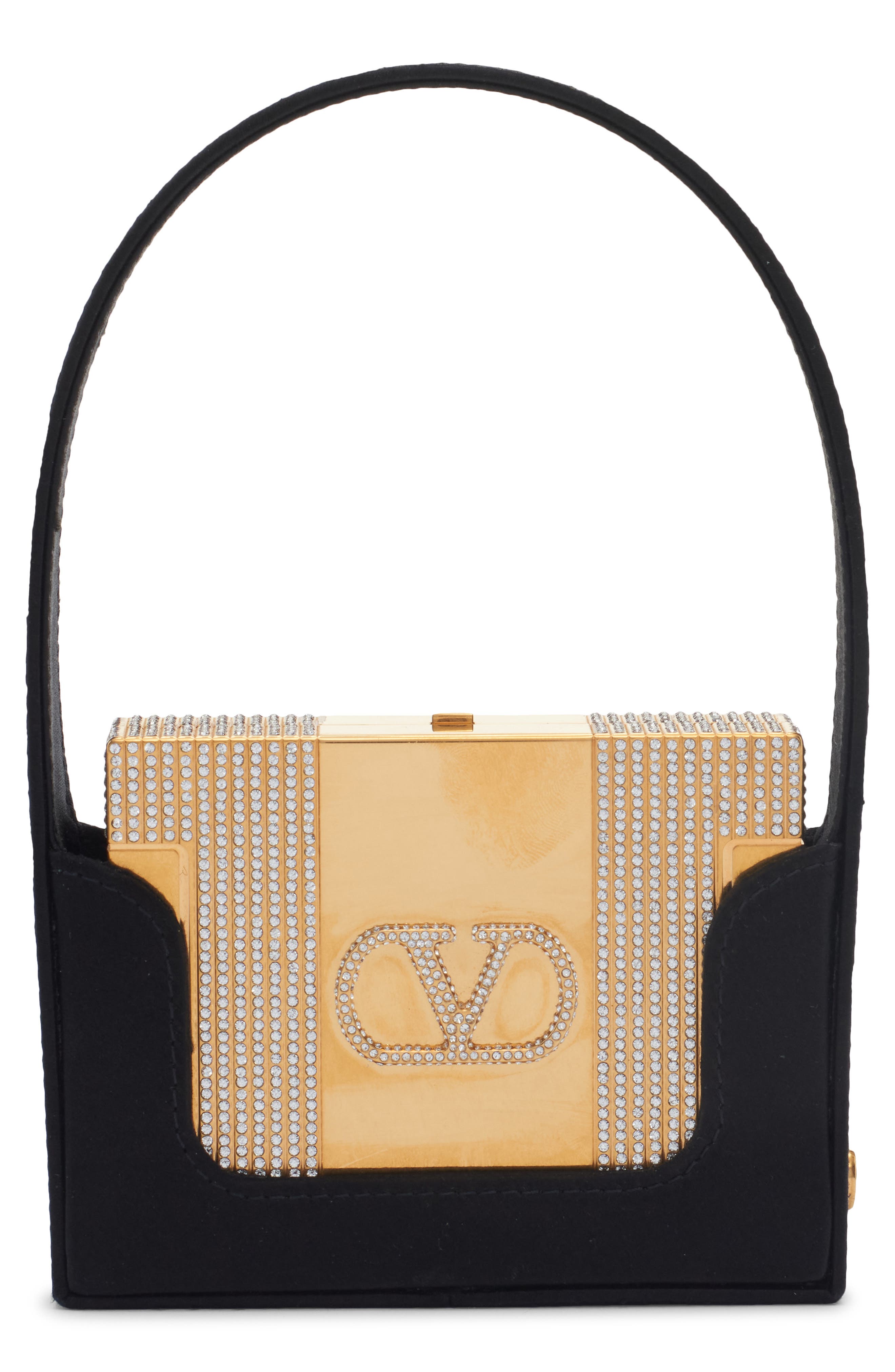 Minaumorphe Minaudière Crystal Embelllished Convertible Clutch, Main, color, 9W6 ANTIQUE BRASS-CRYSTAL/NERO