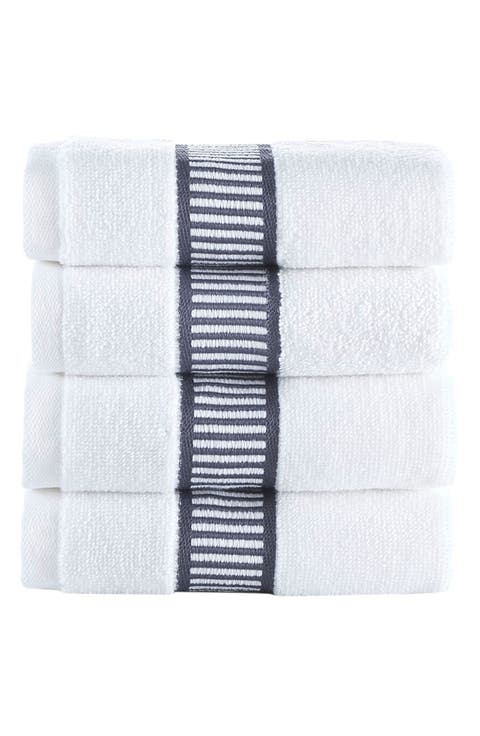 Fancy Border 4-Pack Turkish Cotton Washcloths