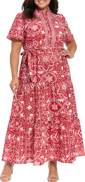 London Times Embroidered Tiered Maxi Dress