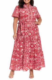 London Times Embroidered Tiered Maxi Dress